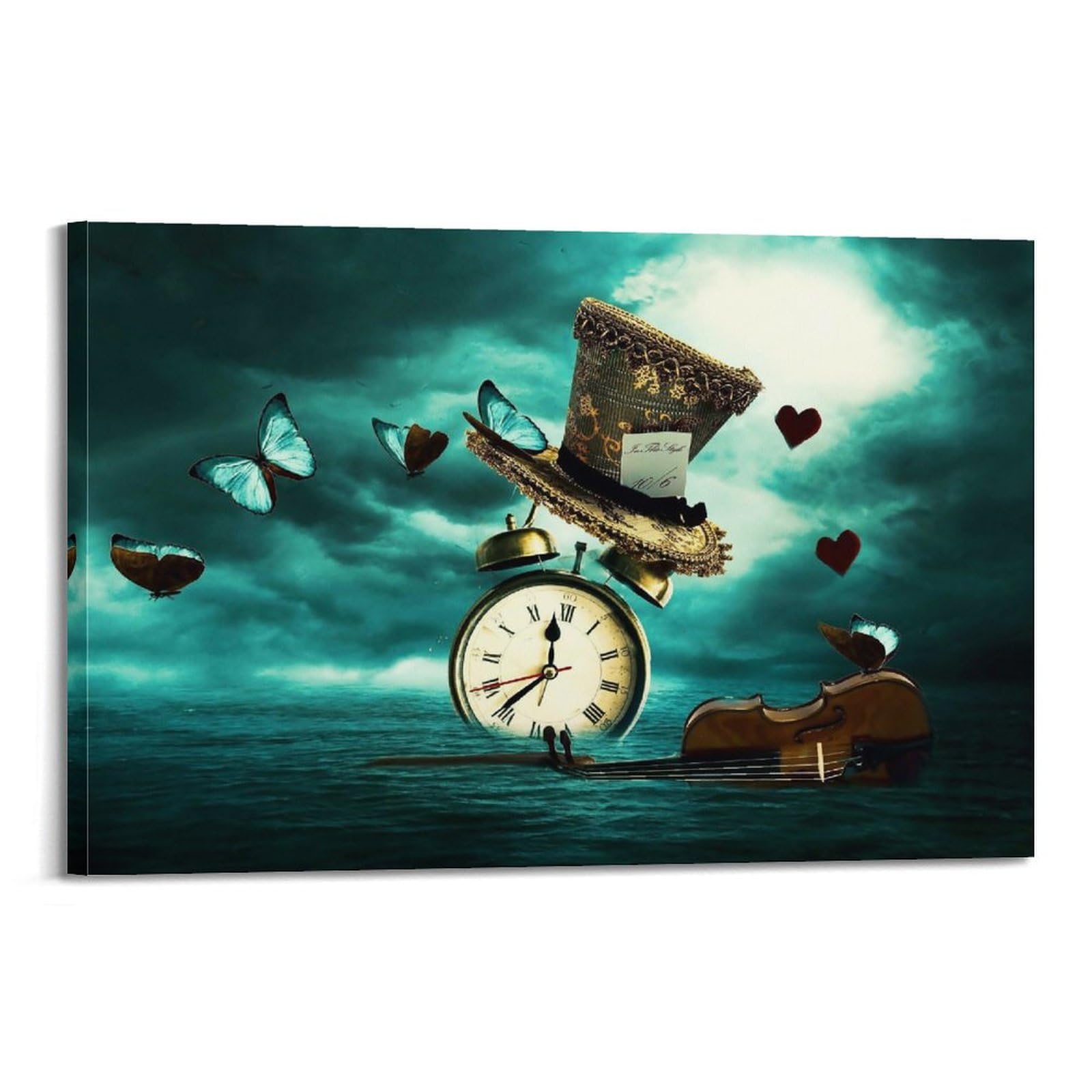 YMXSDIMDS Wonderland Clock by Salvador Dali Painting Art Posters Wall Art Picture Painting Canvas Prints Artworks Bedroom Living Room Decor 16x24inch(40x60cm)