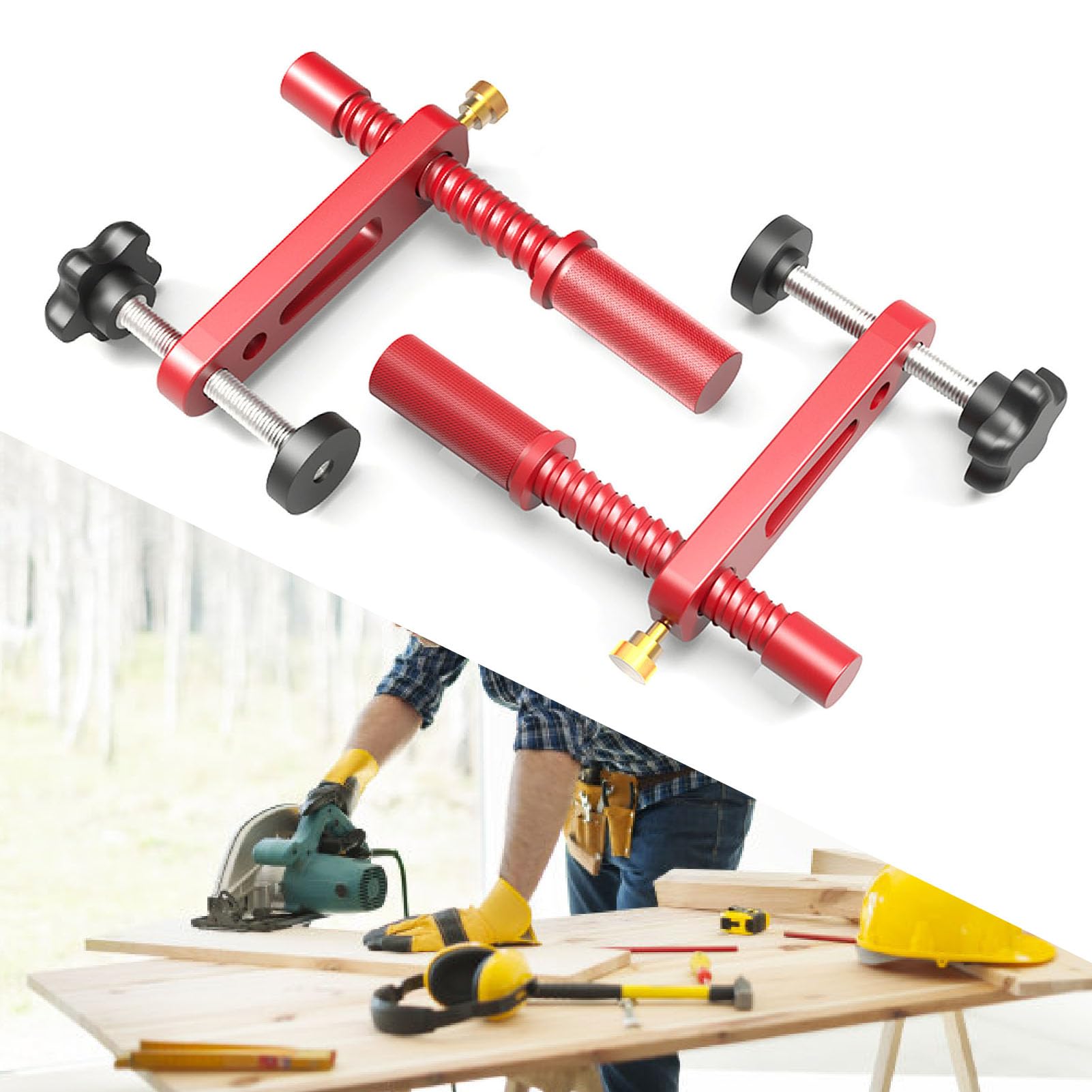Sxhlseller Ensemble de Pinces pour Chien D'établi 20 Mm, Pince de Maintien pour le Travail du Bois en Alliage D'aluminium pour Table MFT, Gabarit de Pression Réglable avec Broches de