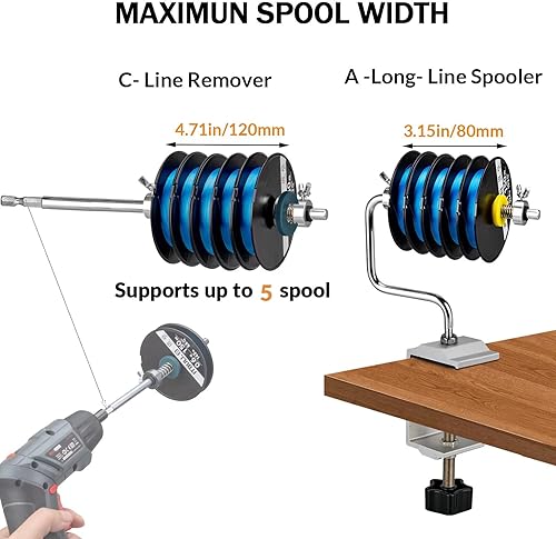 Vista 14 de THKFISH Bobinadora de línea de pesca Bobinadora de línea de pesca Accesorios de pesca ajustable estable portátil carrete de línea de pesca/removedor