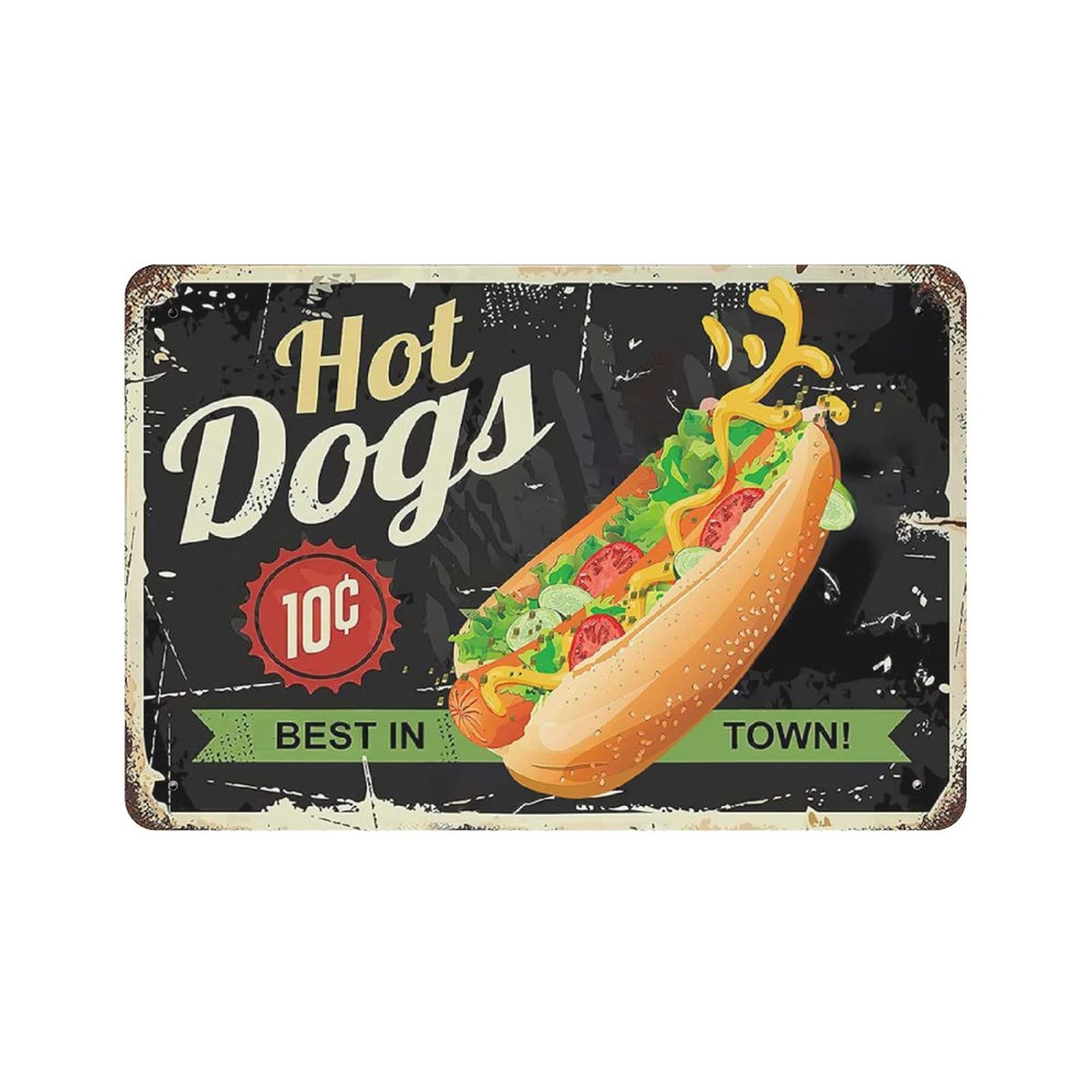 Metal Tin Sign Hot Dog Shop Vintage Tin Poster Metal Sign Wall Decoration Country Kitchen Home Garage Decor 8"x12"