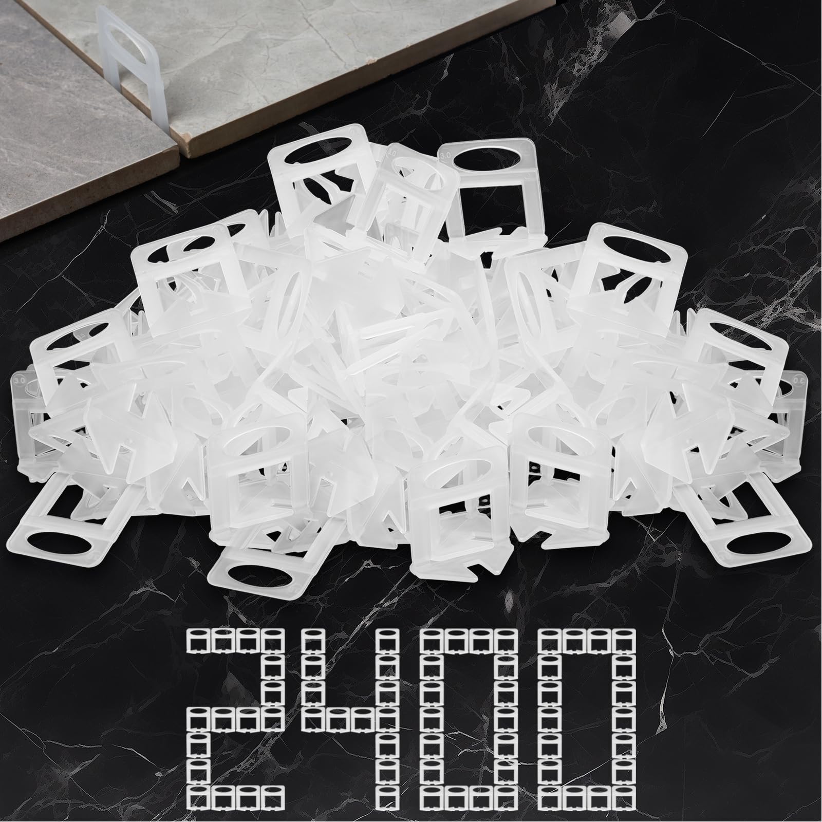 Storystore 2400pcs Tile Leveling System Clips 1/8 Inch Tile Spacers