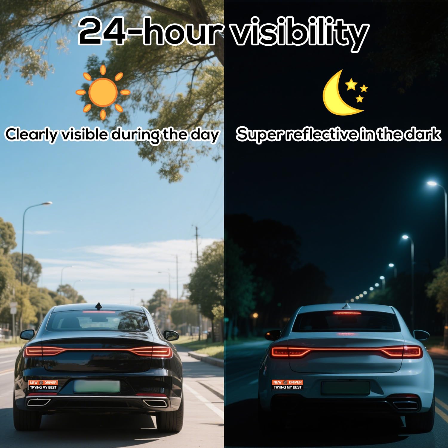 Tinoaly 5pz Neopatentati Magneti, Riflettenti Impermeabili Magnetici Adesivo per Neopatentati Studenti Divertenti Rimovibili Segnale di Sicurezza Conducente Principiante per Paraurti Auto