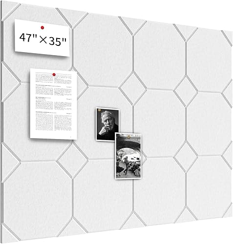 Tableros de corcho grandes para paredes, tablero de anuncios de 47 x 35 pulgadas, paquete de 12 azulejos de pared de fieltro autoadhesivos, tableros