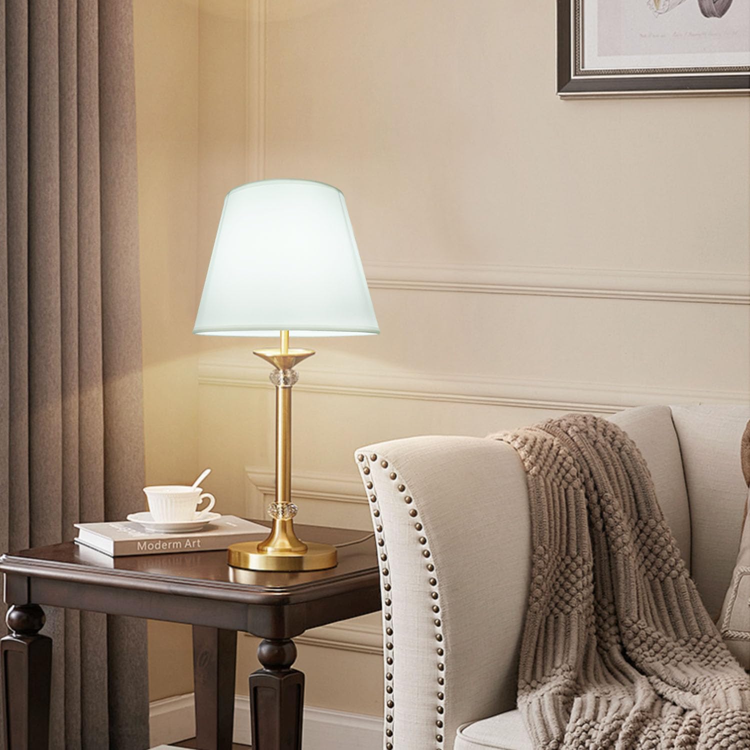 2 paralumi E14/E27 per lampade da tavolo, lampadari di cristallo, paralumi superiori, 15 cm x 17 cm x inferiore 22 cm, bianco