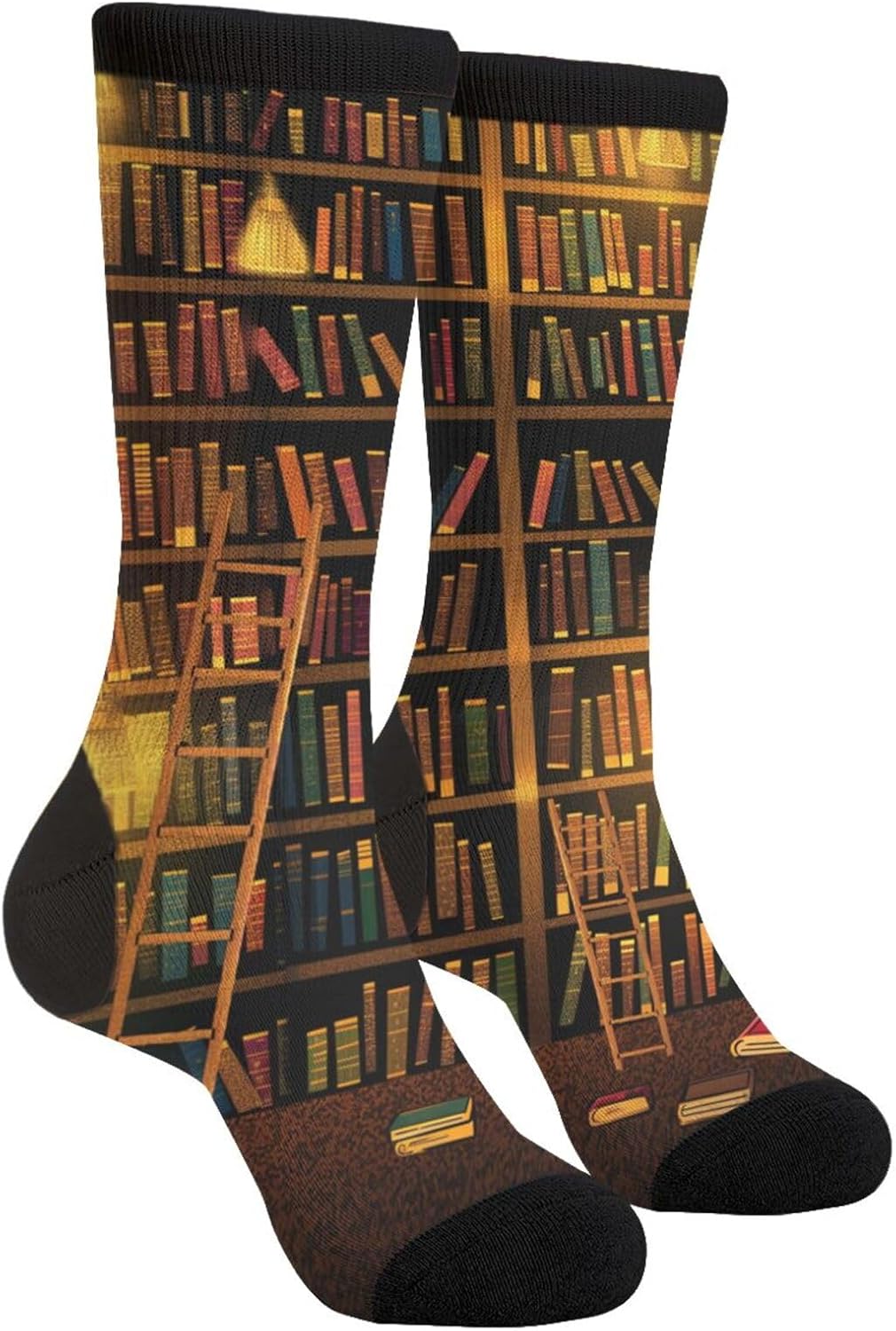 Vintage Bookshelf Book Socks Men's Women's Crew Socks Funny Crazy Novelty Socks Gift