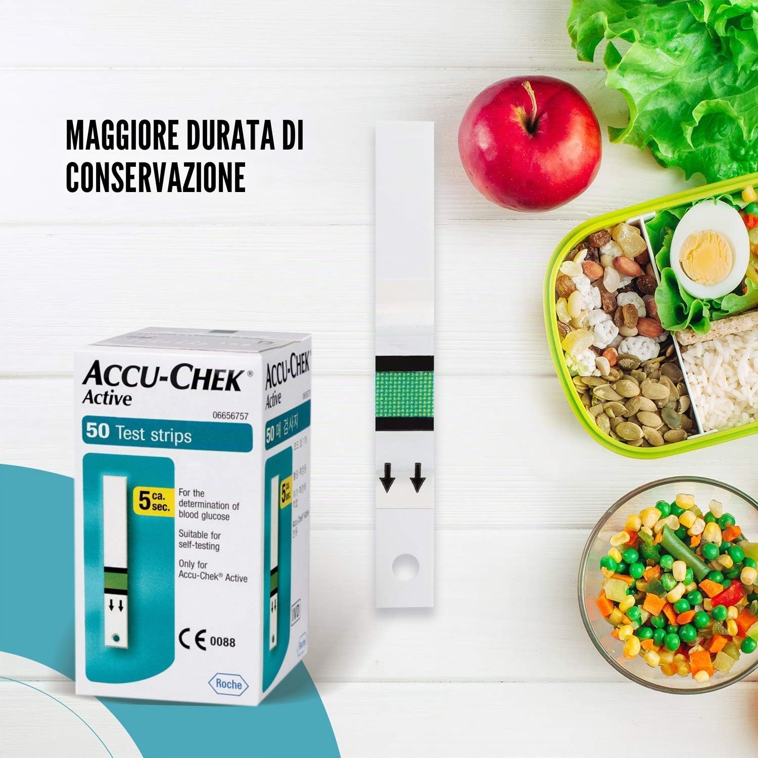 Accu-Chek, strisce reattive per misurare il livello di glucosio nel sangue (confezione da 50)