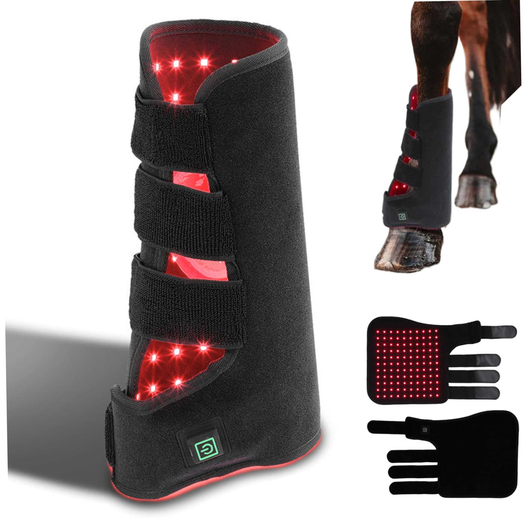 Jorzer Cinturón de luz roja, Envoltura de luz roja LED infrarroja de 850 NM y 660 NM, infrarrojo portátil portátil para músculo de Caballo de Pata de Caballo, Derecha-