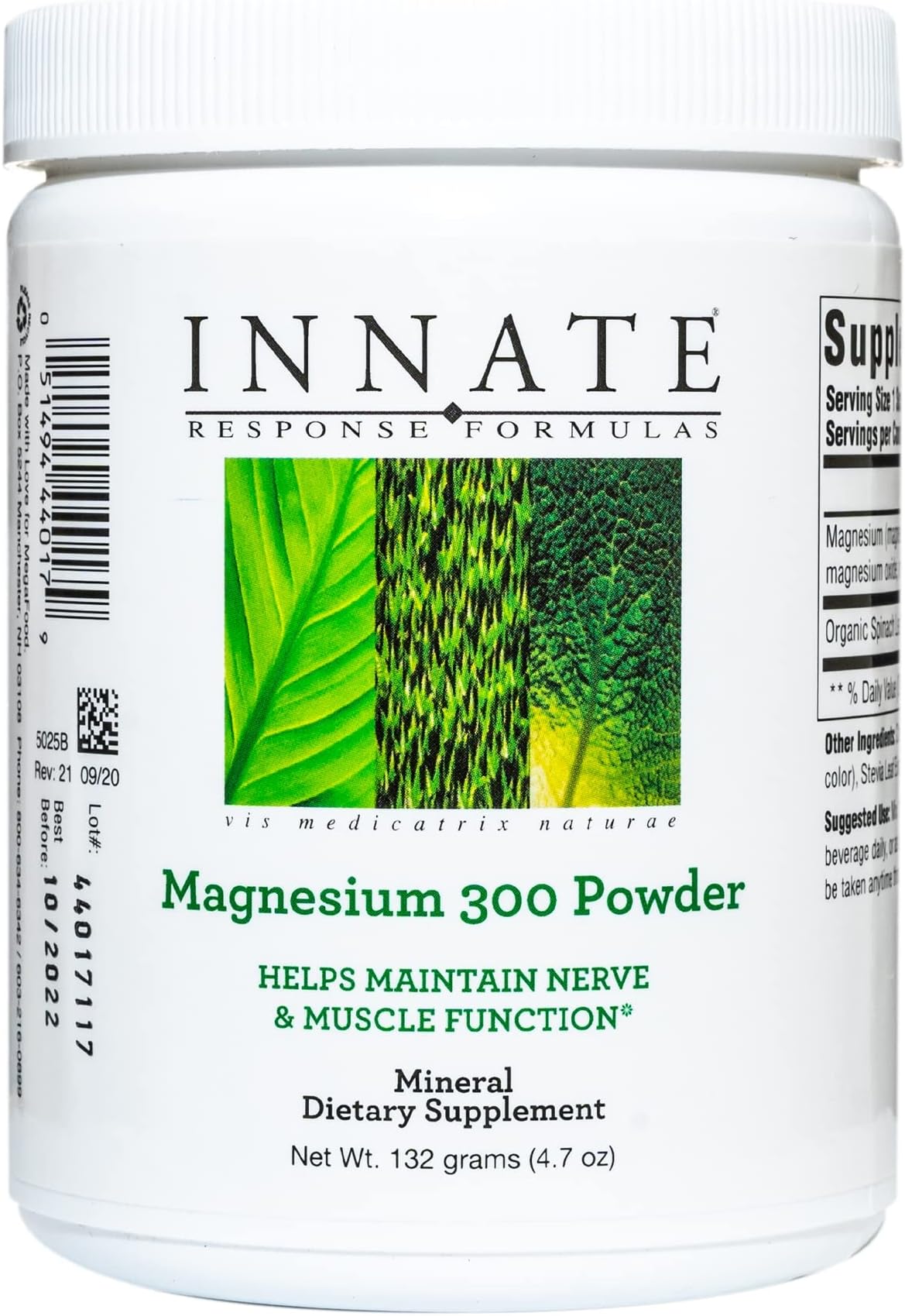 INNATE Response Formulas - Magnesium 300 mg Powder, Mineral Supplement, Vegetarian - 4.7 Oz (60 Servings)