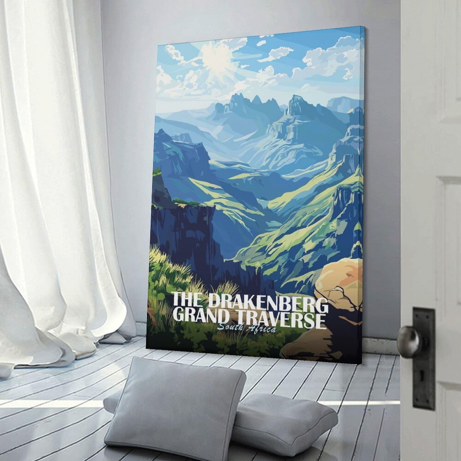 Junmoney Drakensberg Grand Traverse South Africa Hanging Wall Art, 24x36inch(60x90cm), for Living Room, Bedroom, Office Or Hallway, Decorative Artwork with Broad Appeal