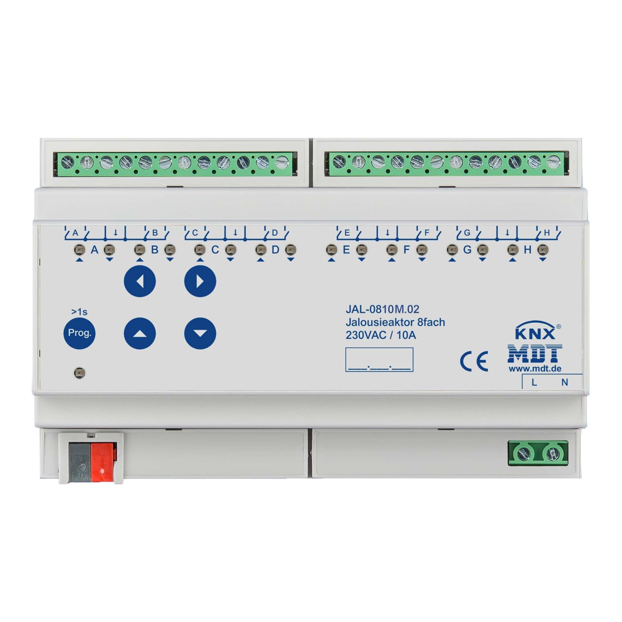 Mdt JaL-0810m.02 Jalousieaktor 8fach 8te Reg 10a 230vac M.fahrzeitmessung (jaL-0810m.02)