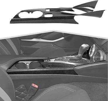Carbon Fiber Gear Shift Panel Trim fit for Chevrolet Camaro 2016-2024 Center Console Gear Panel Cover Cup Holder Panel Interior Accessories