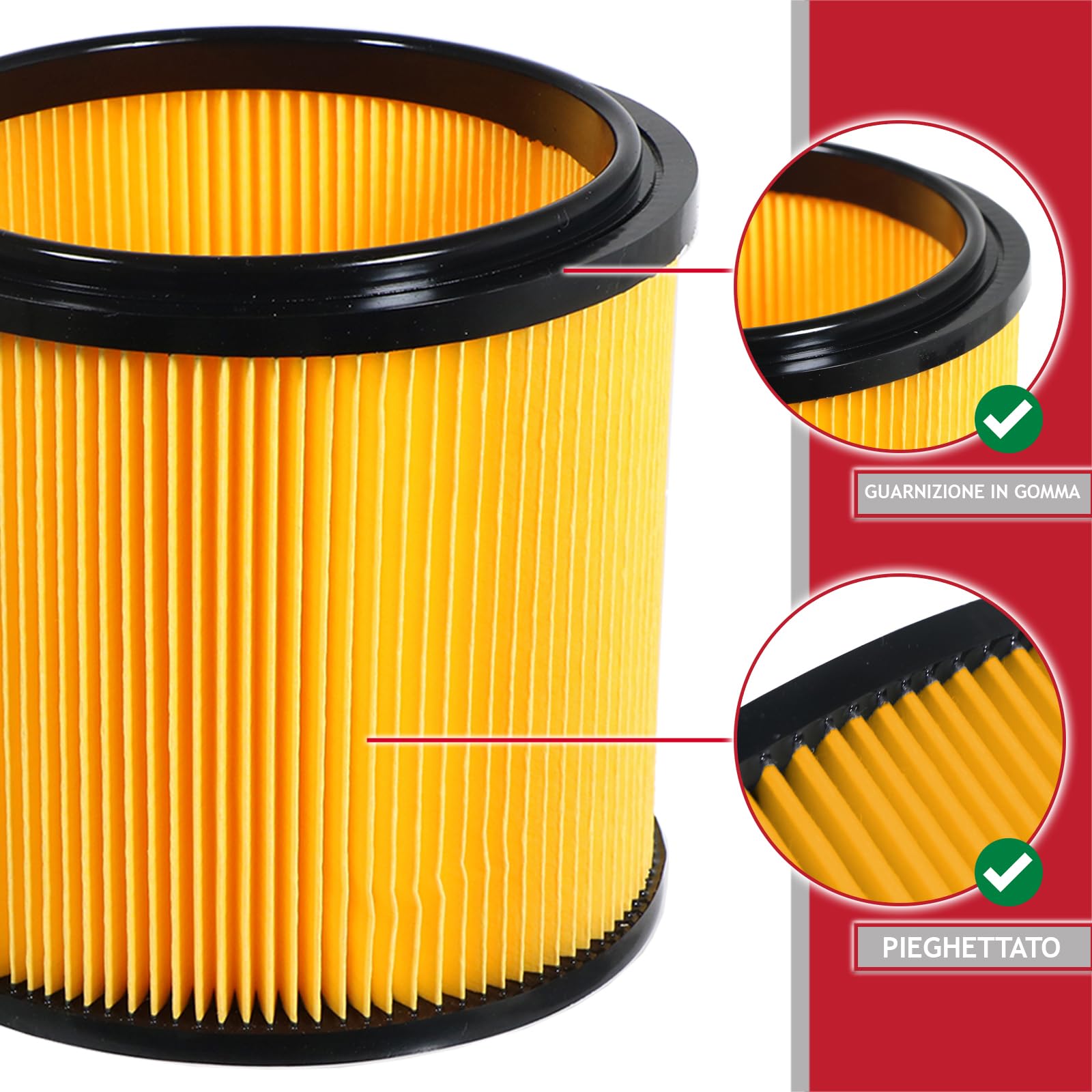 SPARES2GO Filtro a Cartuccia Wet & Dry compatibile con Lidl Parkside Aspirapolvere PNTS 1250 1300 1400 1500