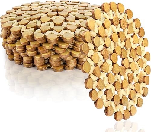 Miniatura 8 de AVLA Paquete de 10 salvamanteles de bambú para platos calientes, almohadillas calientes resistentes al calor de 8.3 pulgadas, soportes para tetera,