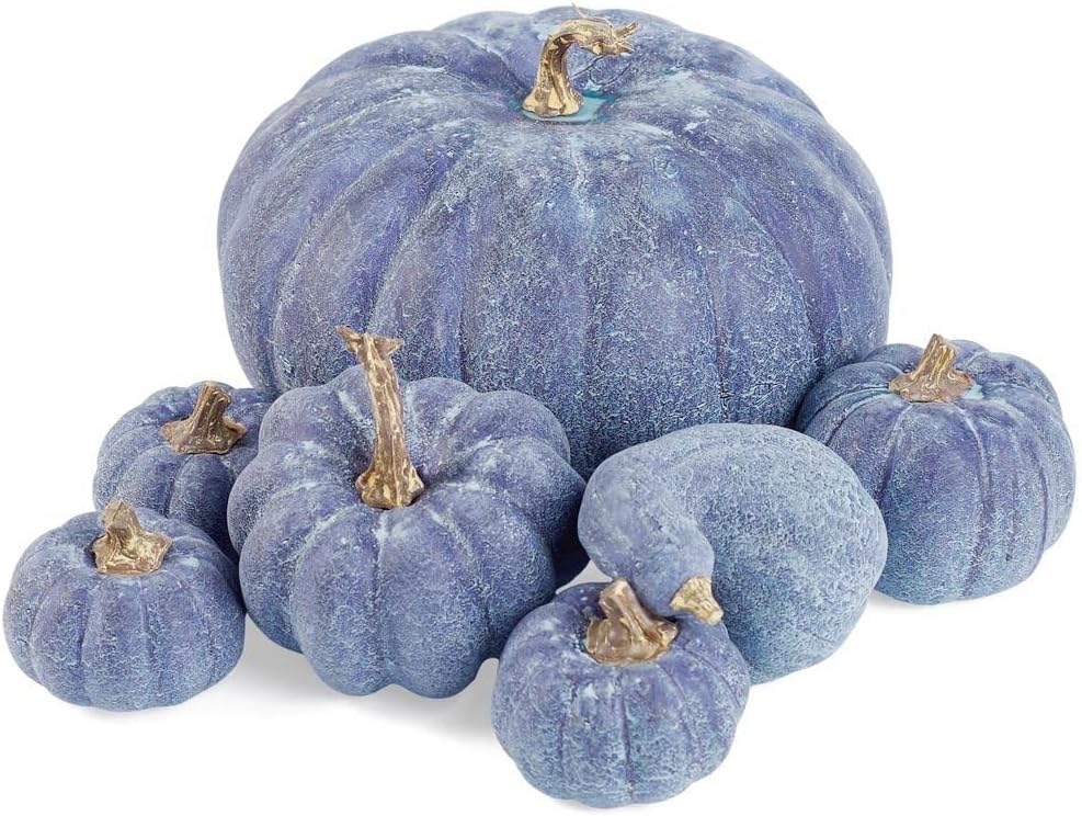 Factory Direct Craft Denim Blue Artificial Mixed Pumpkins for Fall Decorating and Displays