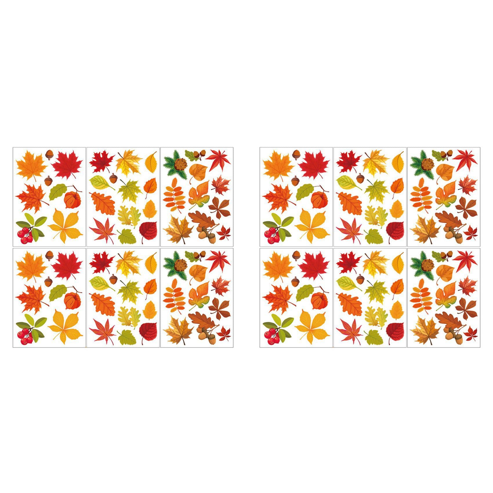 Vjsujehgy 12X Thanksgiving Fall Leaves Window Clings Window Decals Fall Clings for Glass Window Seasonal Autumn Decoration
