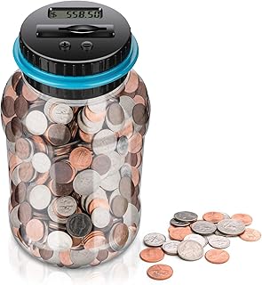 Digital Coin Bank,Amago Piggy Bank,Big Piggy Bank Digital Counting Coin Bank for Kids Adults Boys Girls as Gift on Christmas,Birthday,New Year's day,Powered by 2AAA Battery (Not Included)