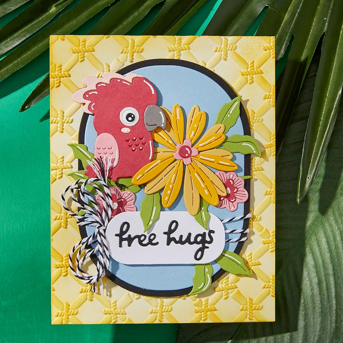 Spellbinders S2-432 Free Hugs Oscar Etched Dies from The Cheerful Chirps Collection
