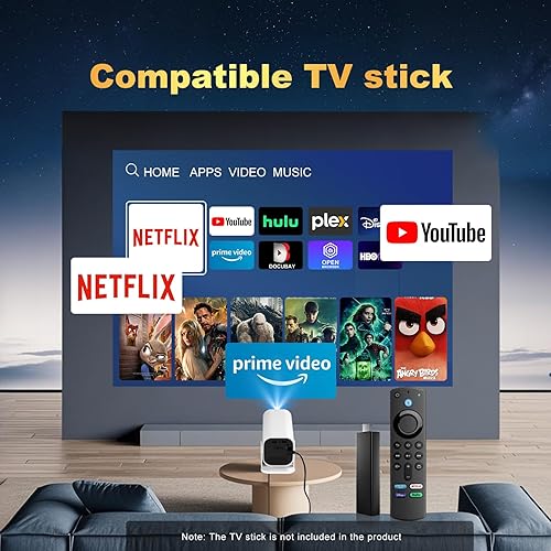 Miniatura 8 de Aplicaciones integradas, enfoque eléctrico y rotación de 210 mini proyector con WiFi y Bluetooth, proyector portátil de 1080P, proyector de