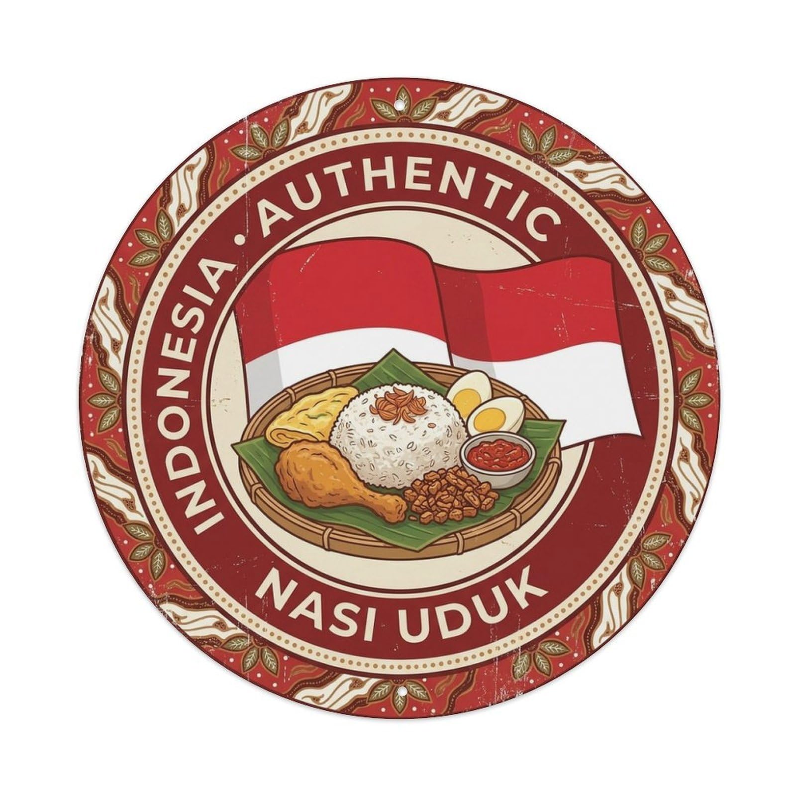 Olhnbad Style Indonesia Travel Nasi Uduk Rice Dish Cuisine Metal Tin Sign