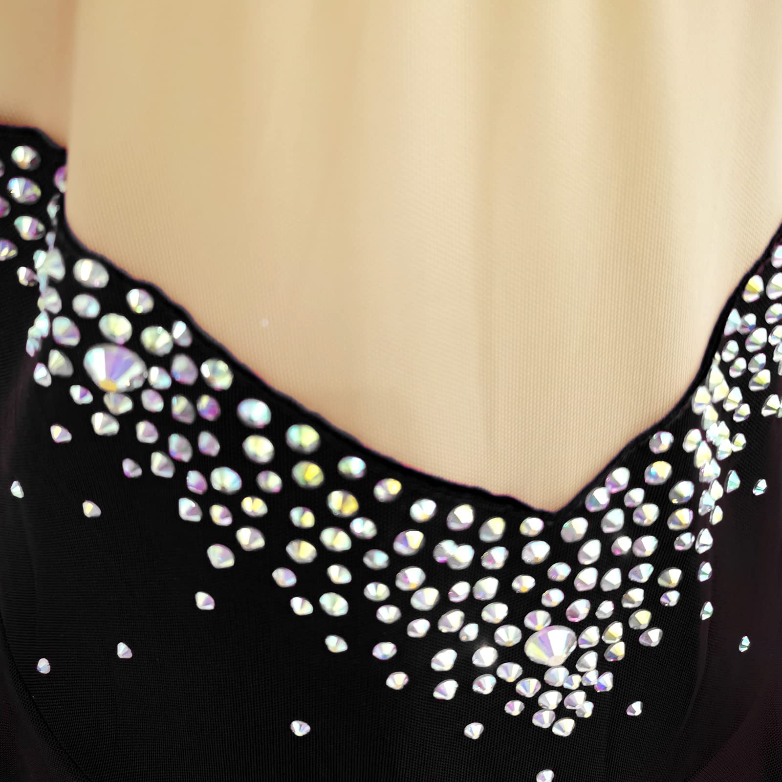 LIUHUO Robe de Patinage Artistique pour Filles et Femmes avec Strass