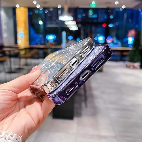 Miniatura 5 de HYUEKOKO Funda magnética con purpurina Gardient compatible con iPhone 11 bonita funda chapada con MagSafe para mujeres y niñas protector de cámara