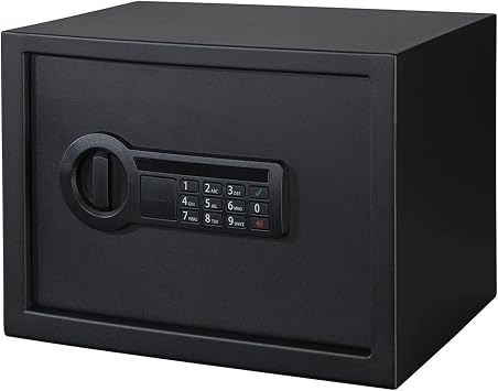 Stack-On Personal Safe with Electronic Lock Home or Office Safe with Interior Light, Backup Key, and Foam-Padded Shelf