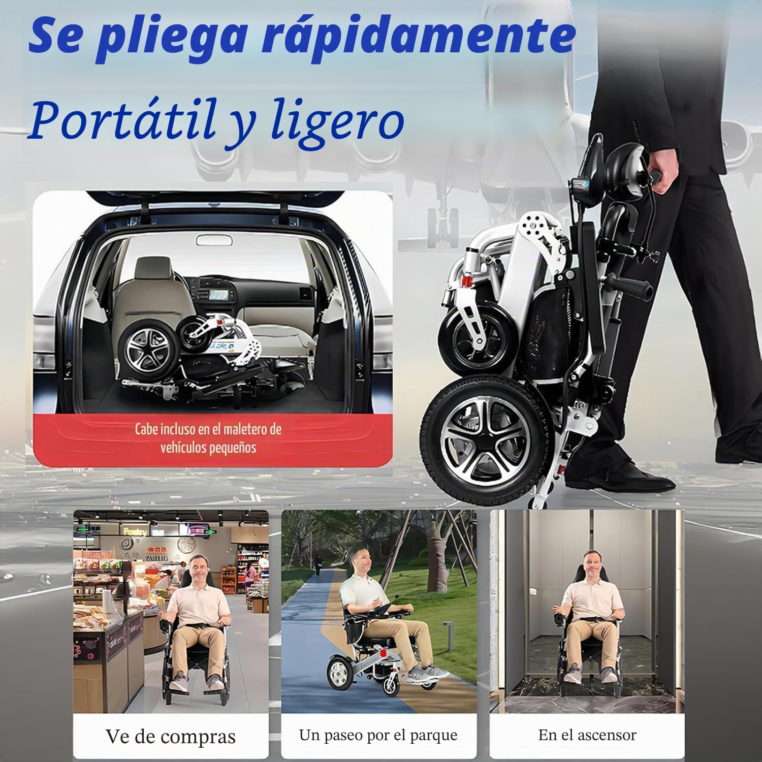 Silla Eléctrica Todo Terreno para Adultos, Ligera y Plegable, Aprobada