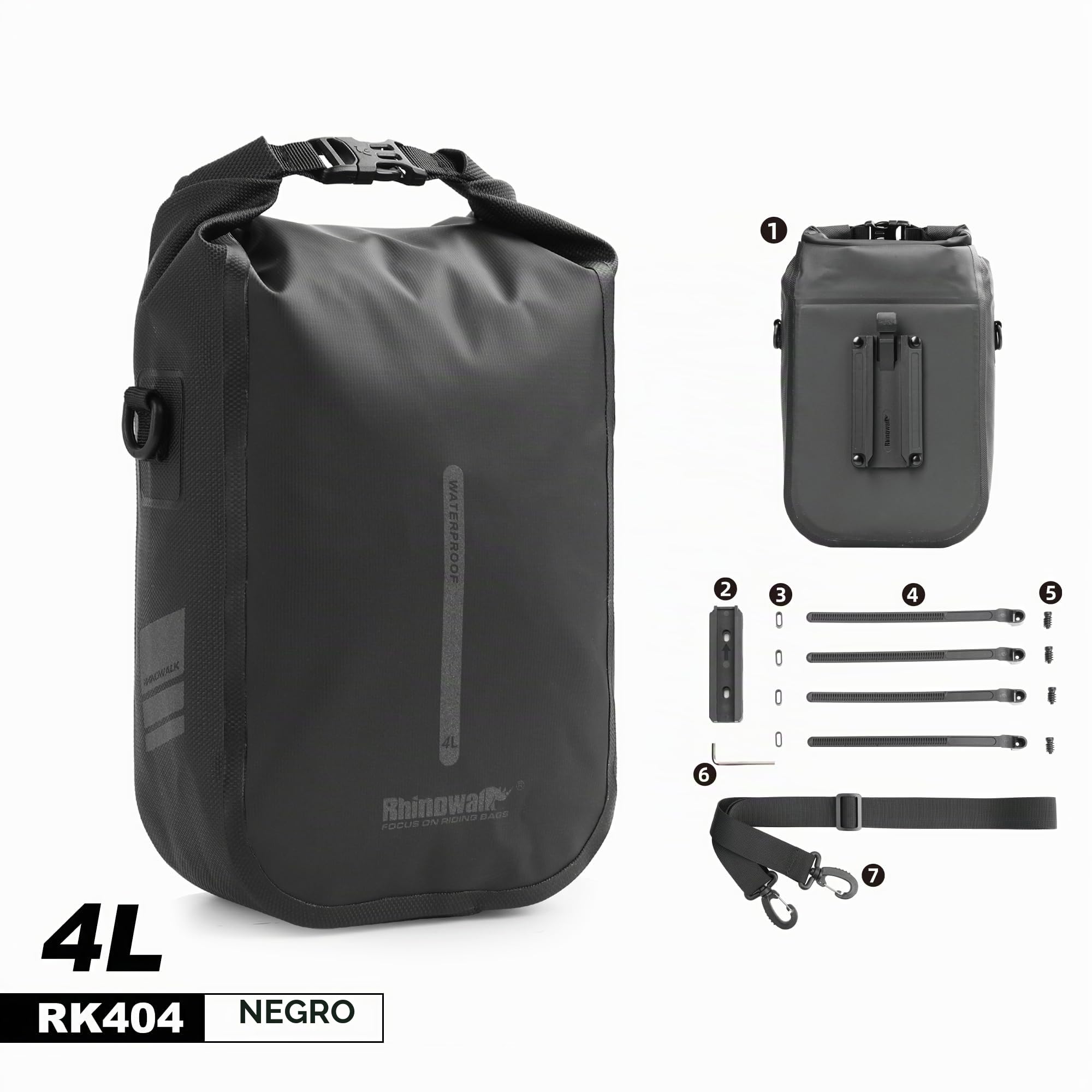 Rhinowalk Bolsa para Horquilla Delantera de Bicicleta, Impermeable, 4-6 L, Bolsa Seca de liberación rápida para Ciclismo, Turismo