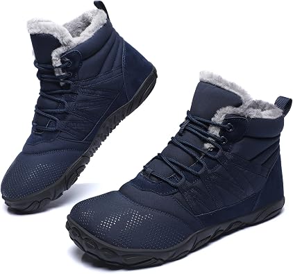 Womens Mens Barefoot Boots Shoes Minimalist Winter Snow Boots Warm Ankle Booties Zero Drop Sole Wide Toe Box Slip on Sneakers