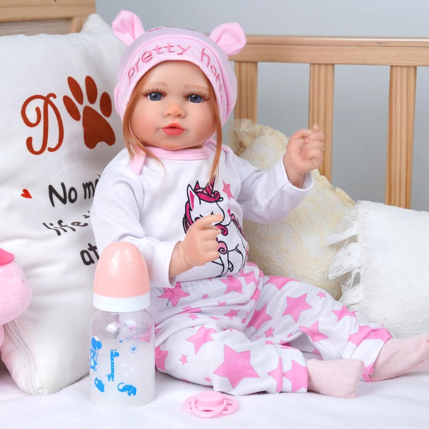BABESIDE 8Pcs Reborn Baby Dolls Clothes 20 Inches Girl Outfits Accessories for 17-22 Inches Baby Dolls with Bassinet - Image 3