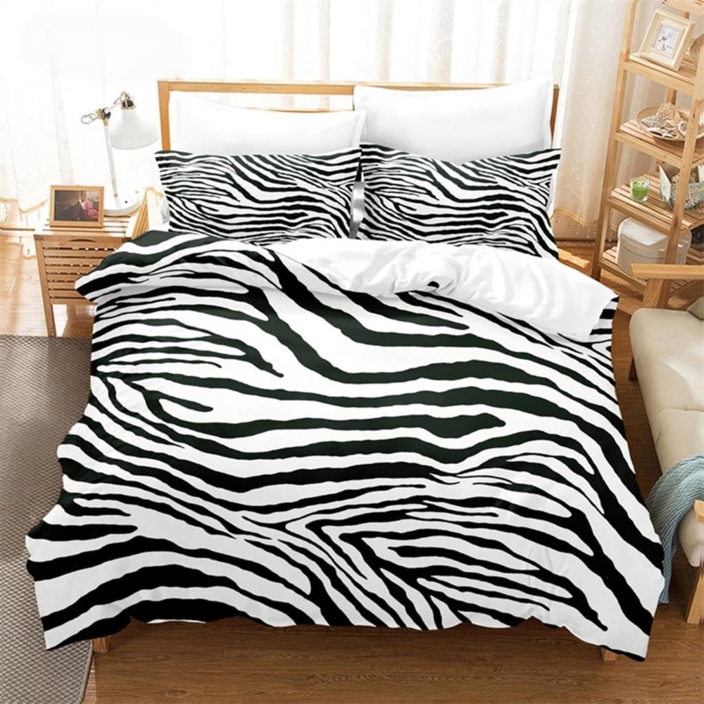Housse de couette zèbre 260x240 cm bicolore à rayures géométriques chic