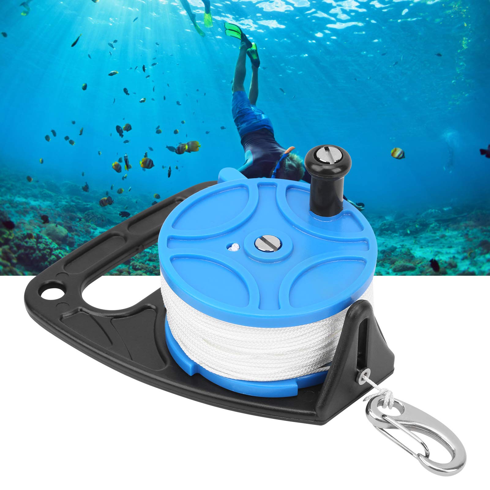 Diving Reels, Scuba Dive Reel, 272 ft Dive Reel with Thumb Stopper and Handle Stop Switch, for Cave, Wreck, Cave Drift Diving, Kayak Anchorand More Underwater Activities (Blue)