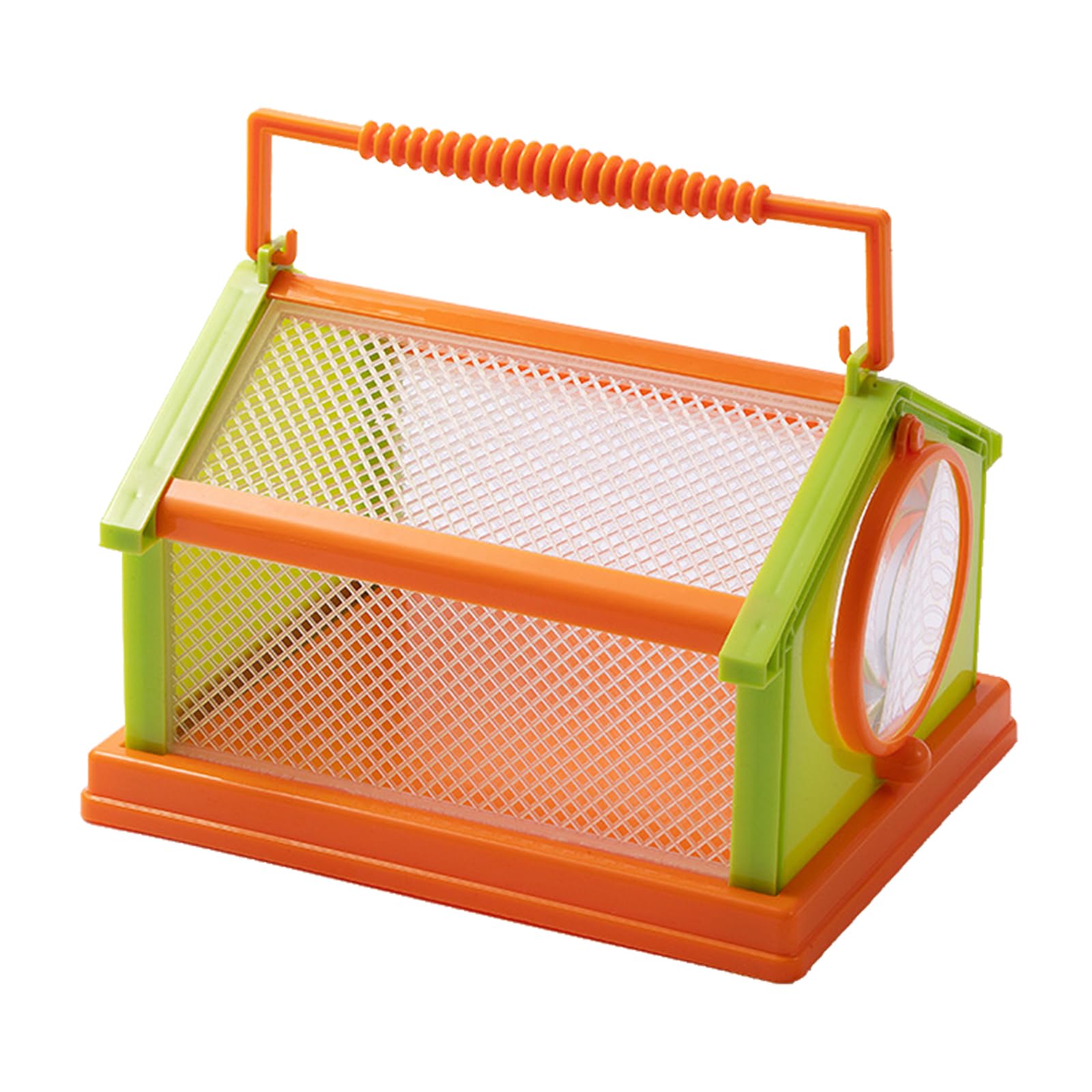 Fadcaer Insect Bug Container, Outdoor Carrying Handle Portable Insect Cage with Magnifying Glass, Insect Observation Box, DIY Animal Feeding Cage, Exploring Set for Outdoors, Garden, Forest (Orange)