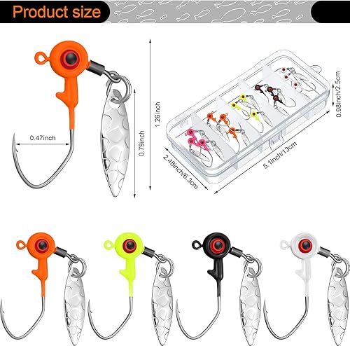 Miniatura 3 de Juego de 15 cabezales de pesca para pesca con anzuelos de pesca con caja de plástico para lubina y crappie