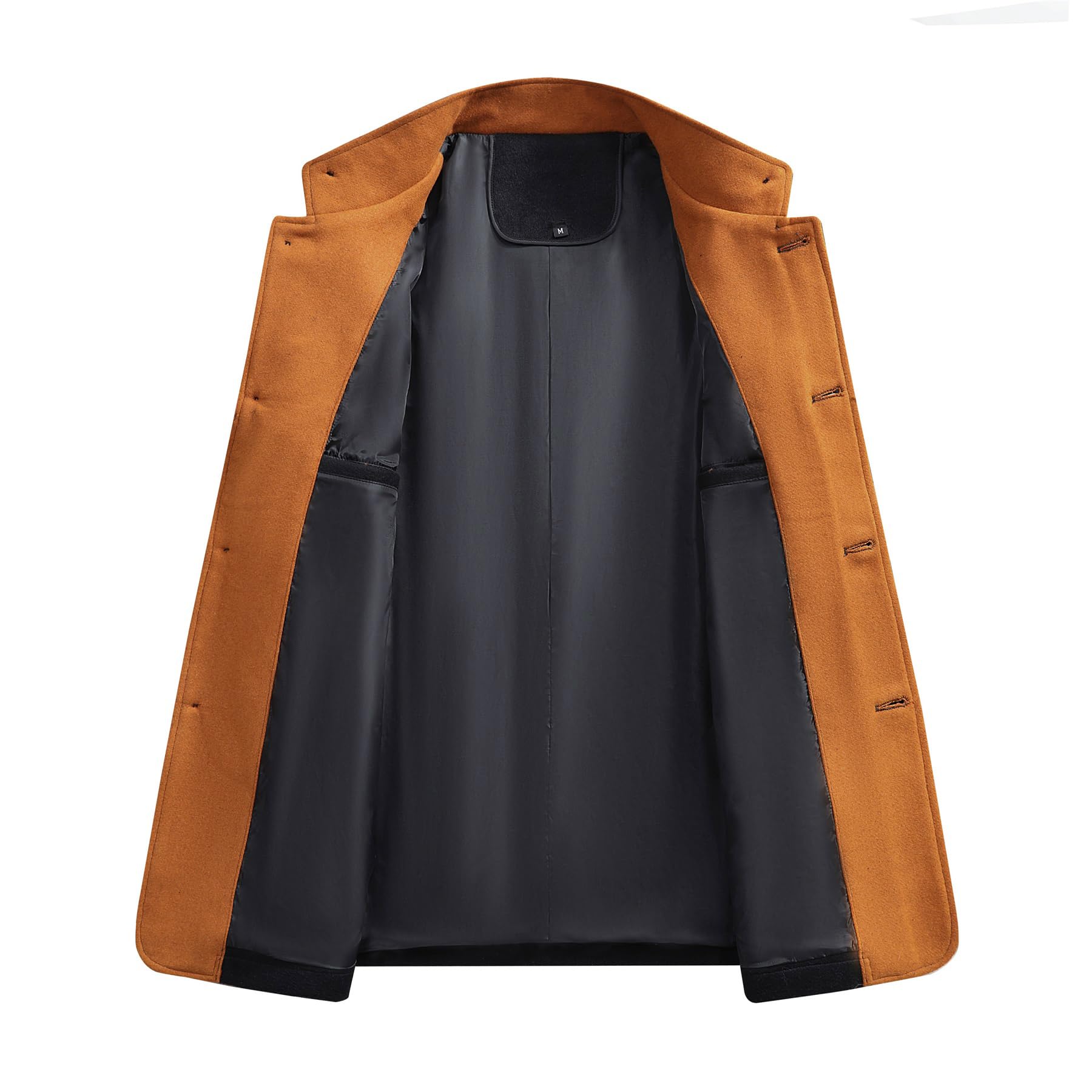 Allthemen Manteau Hommes Hiver Trench Col Montant Chaud Mélange De Laine Casual Patchwork Outwear Boutonné