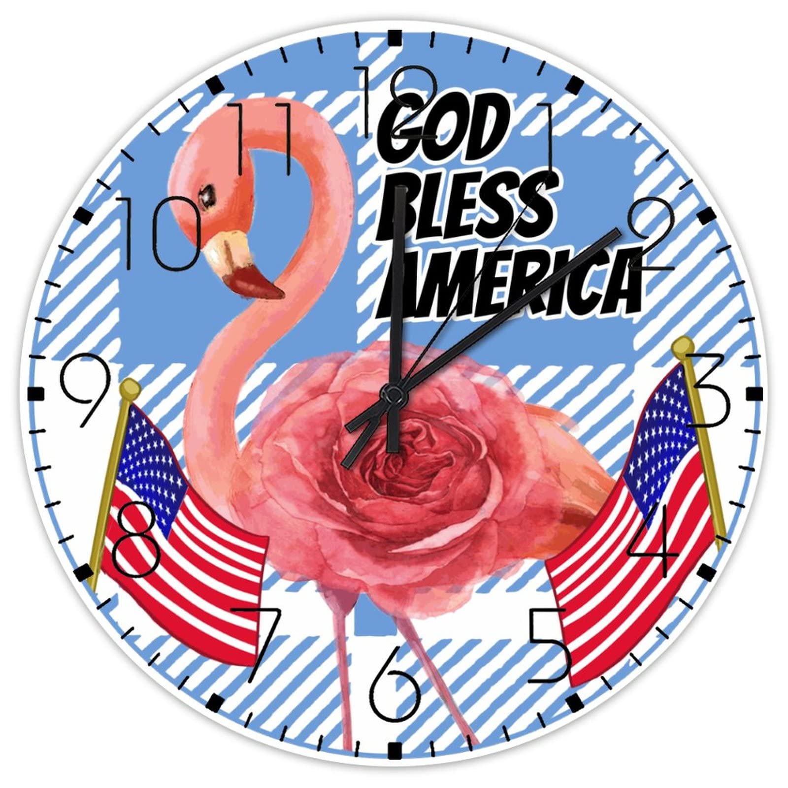 Horloge murale en bois 4 juillet drapeau américain ronde pour intérieur