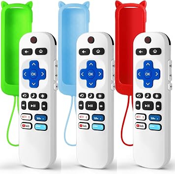 Pack of 3 Replacement Remote Only for Roku TV with Soft Protective Cover | Remote for TCL/Onn/Hisense/Sharp/Element/Philips Roku Smart TV Elegant White,Remote Backup,No Setup,Glow in The Dark