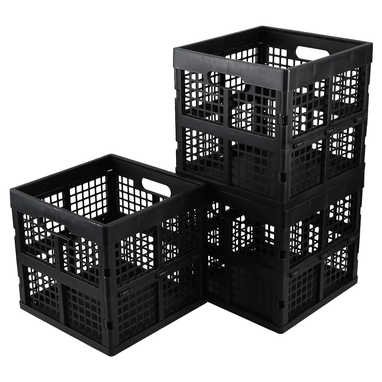 Caisse à lait pliable en plastique noir de 18L | Lot de 3 bacs empilables