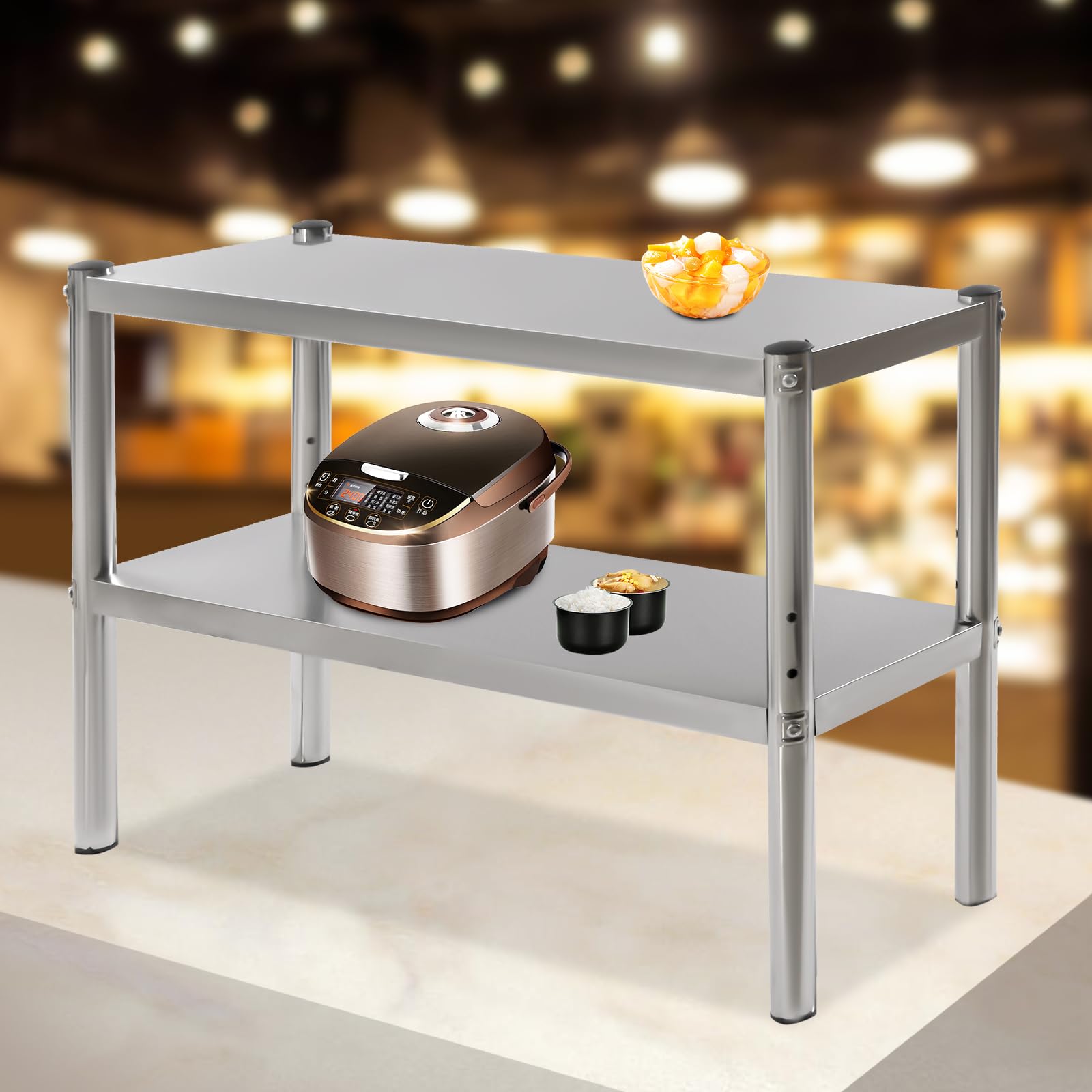 LIECARYAM Commercial Stainless Steel Overshel,36X12Inch Commercial Chef Bases Wide Double Overshelf for Prep Table Restaurant Prep Work Tables Kitchen Workshop