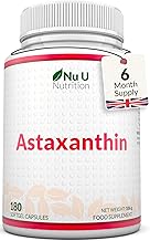 Astaxanthin 12mg - 180 High Strength Softgel Capsules - 6 Month Supply - Powerful Antioxidant Supplement - Astaxanthin from Haemotococcus Pluvialis Algae - Made in The UK - Nu U Nutrition