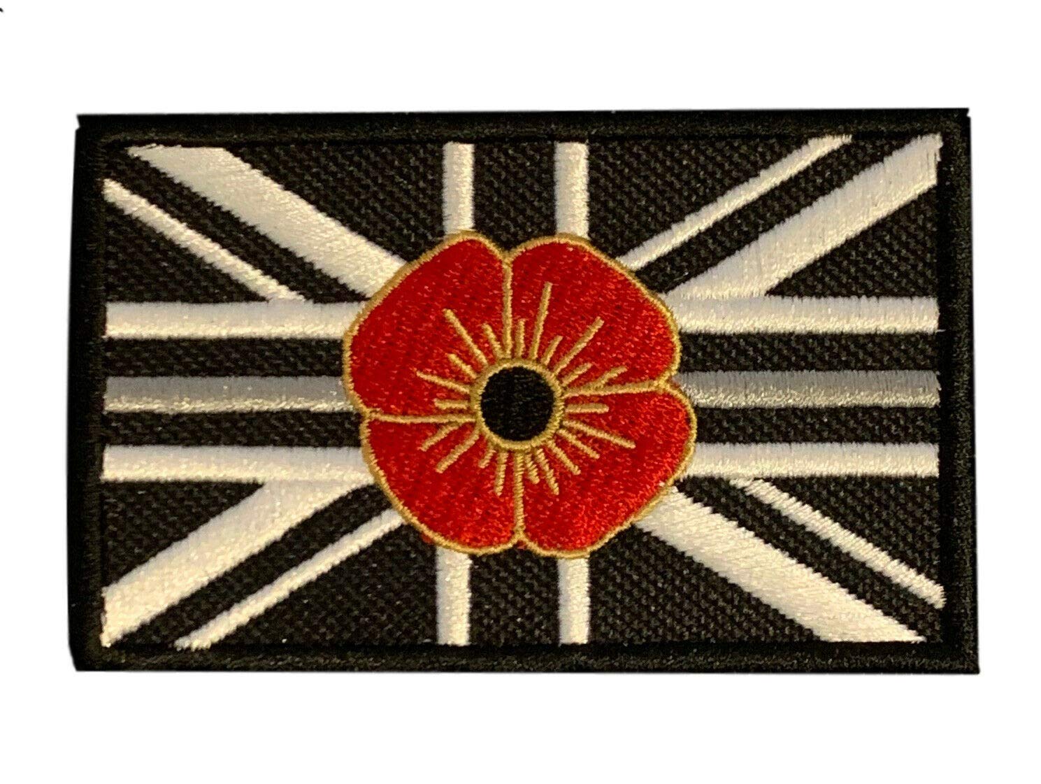 Smartbadge® Poppy Thin Silver Line Remembrance Day Embroidered Sew/Iron on Patch Badge(A)