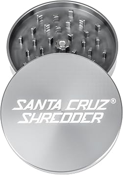 Santa Cruz Shredder Jumbo Metal Herb Grinder Knurled Top for Stronger Grip 2-Piece 4" Gray