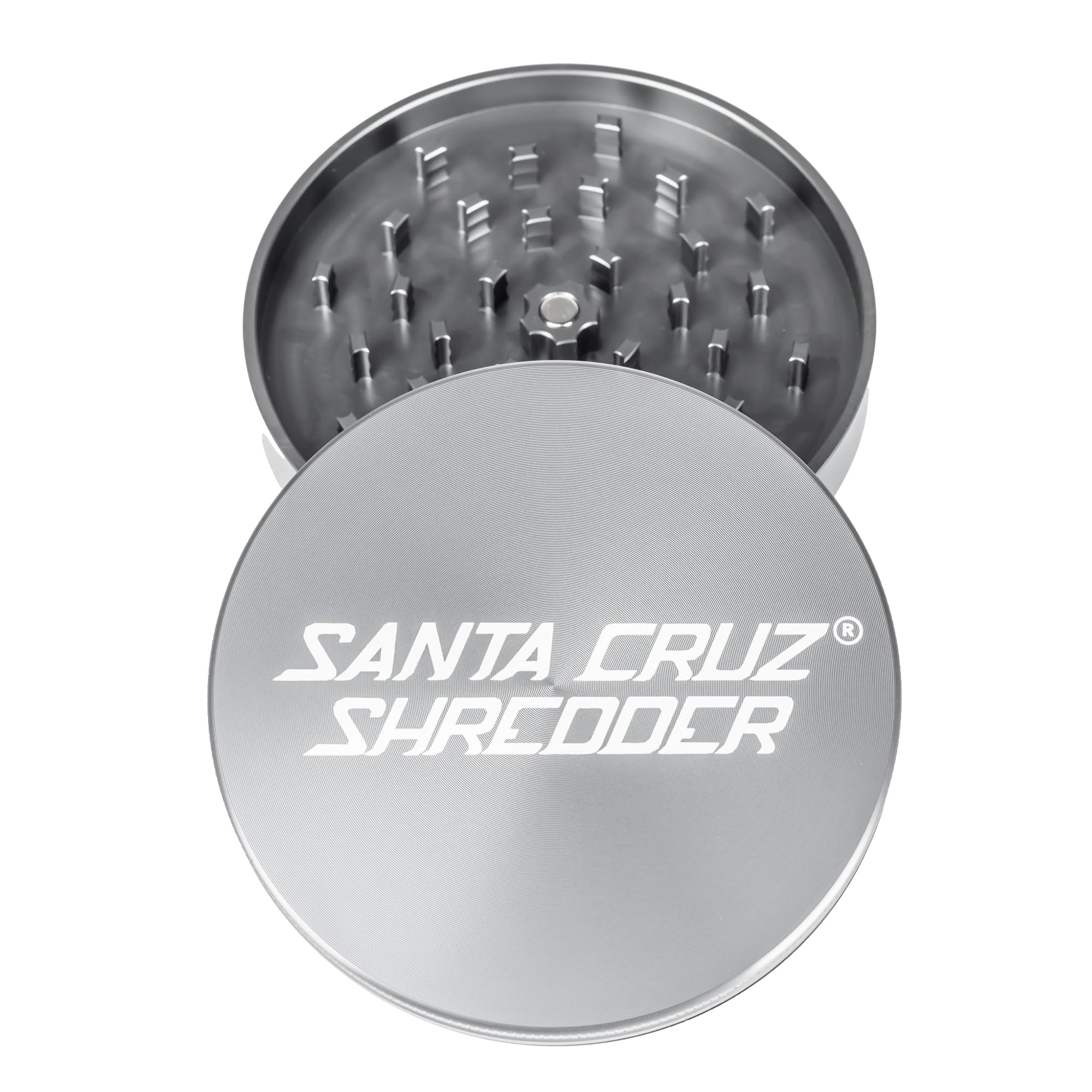 Santa Cruz Shredder Jumbo Metal Herb Grinder Knurled Top for Stronger Grip 2-Piece 4" (Gray)