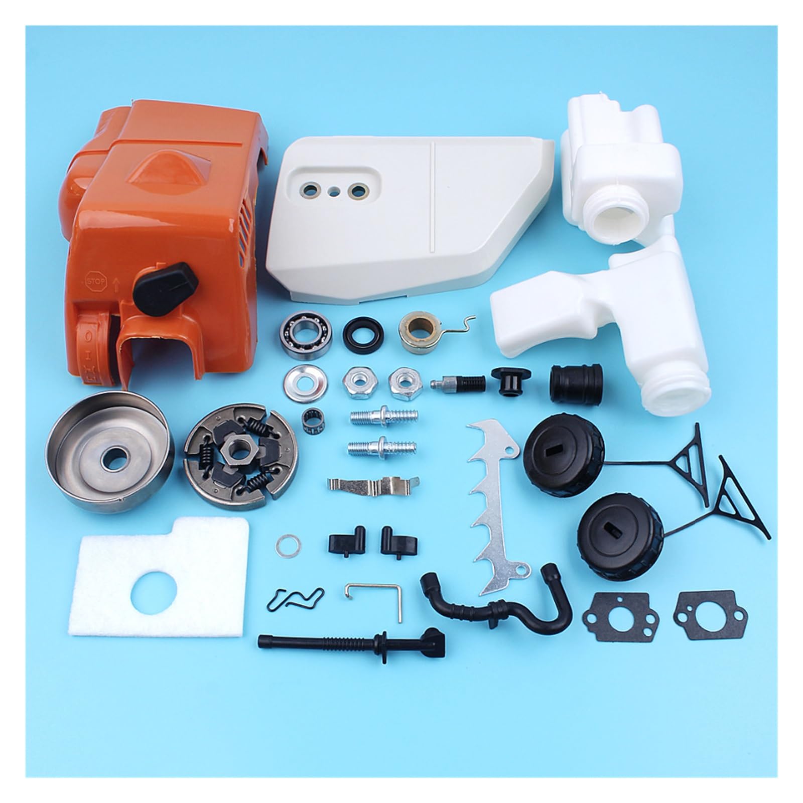 Cubierta de piñón embrague, tambor, filtro aire y combustible, Kit tapa tanque for Stihl 017 018 MS170 MS180, motosierra con engranaje Wrom espárrago línea
