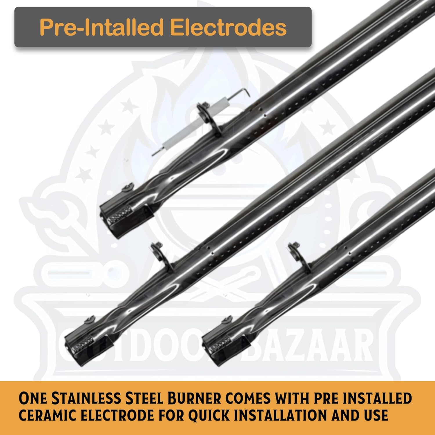 Master Cook 3 Burner Grill Repair Kit - Set of Two Porcelain Coated Cooking Grid,Three Porcelain Steel Replacement Heat Plates & 3 Stainless Steel Burners for Master Cook 3 Burner Grill Model