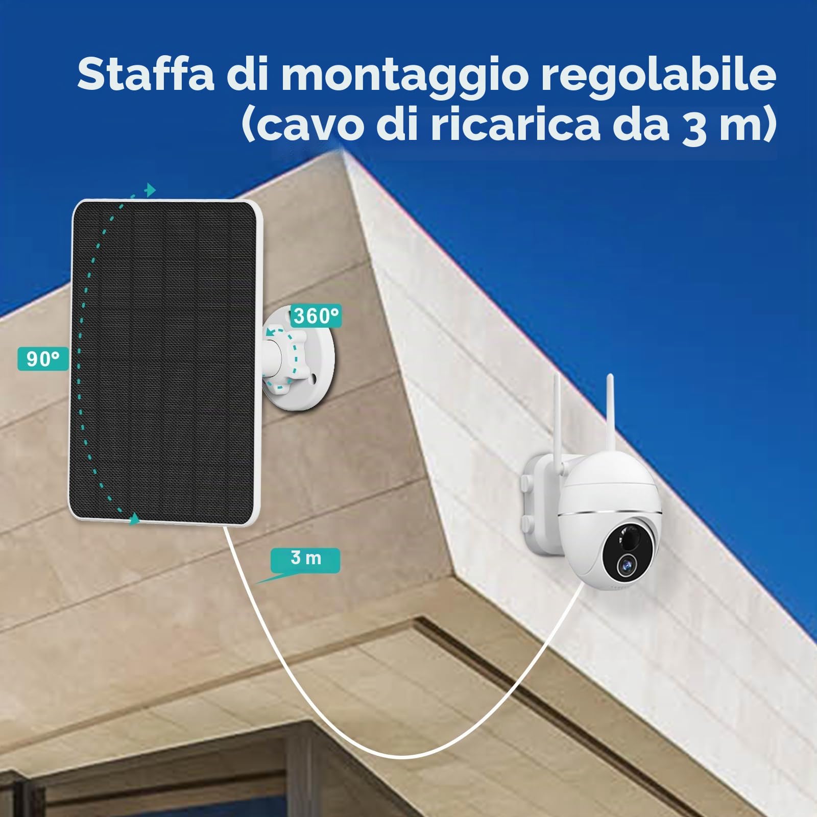 Pannello solare 6W USB DC 5V per telecamera di sicurezza