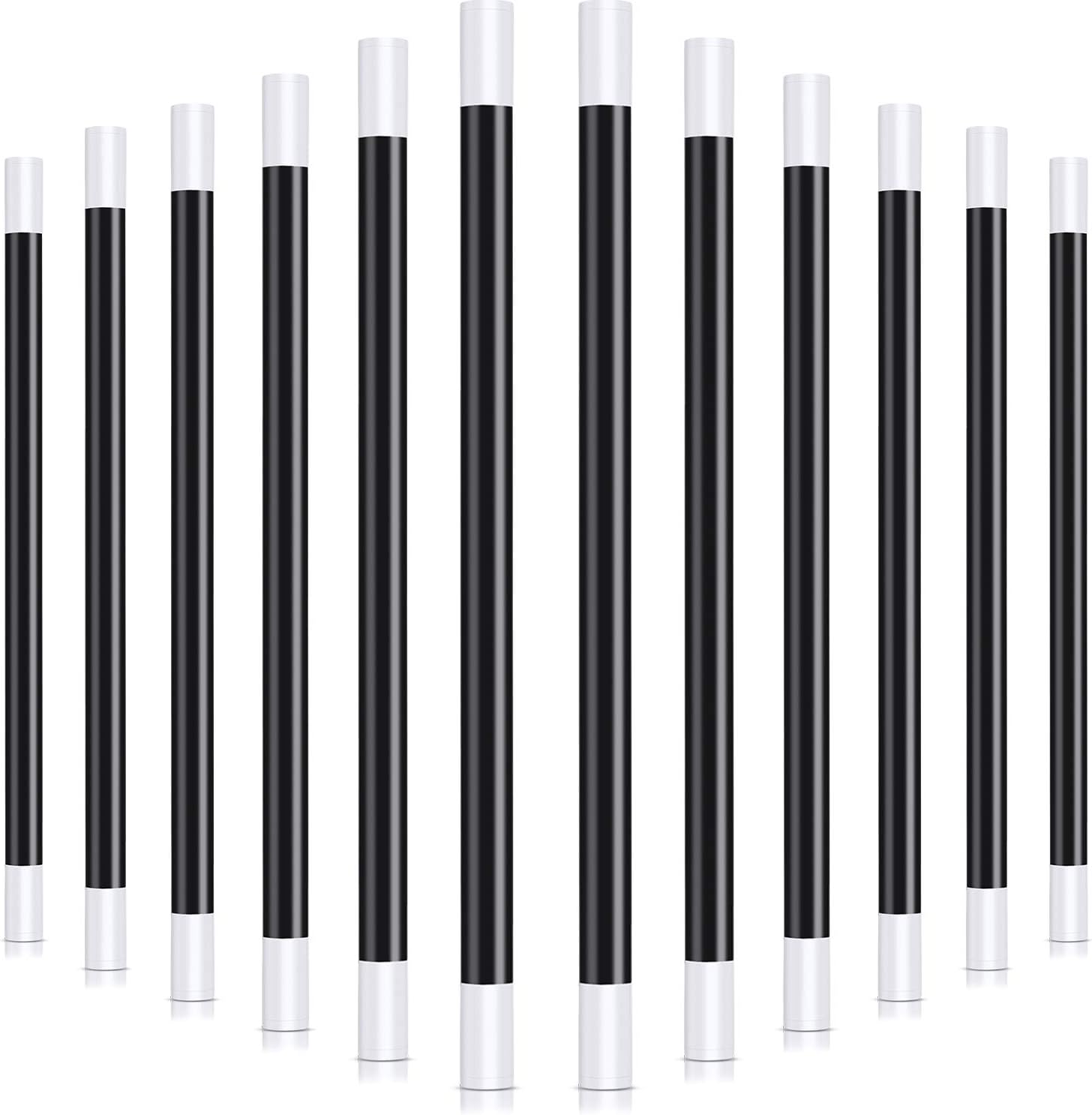 Gejoy 12 Pcs 10 Inches Plastic Magic Wand Black and White Spell Casting Stick Magician Wand for Witch Magician Costume, Halloween Party Favors, Birthday Games Kit