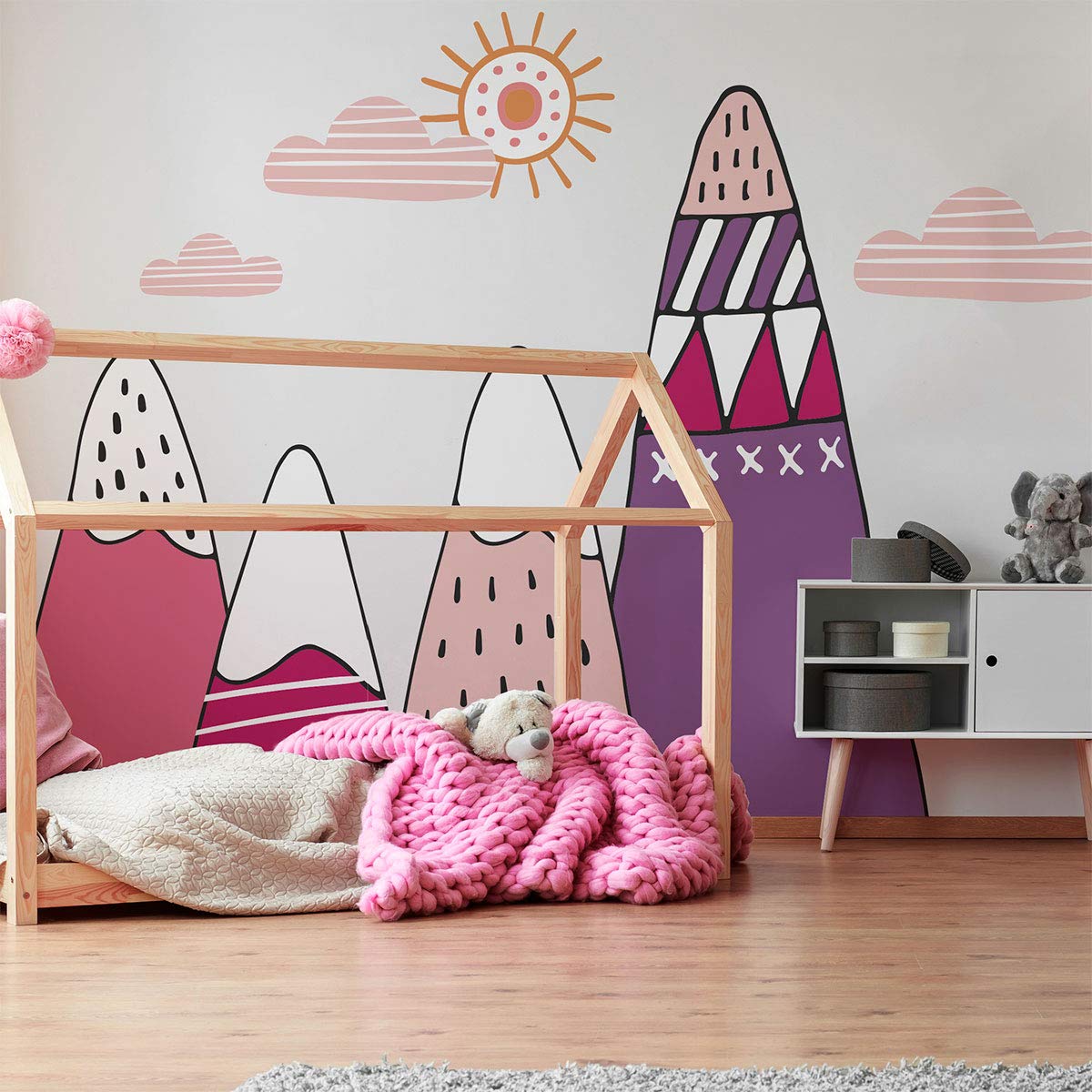 Adesivo Murale Montagne Scandinave Per Cameretta - Decorazione Moderna E Removibile, Design Nordico - Foto 3