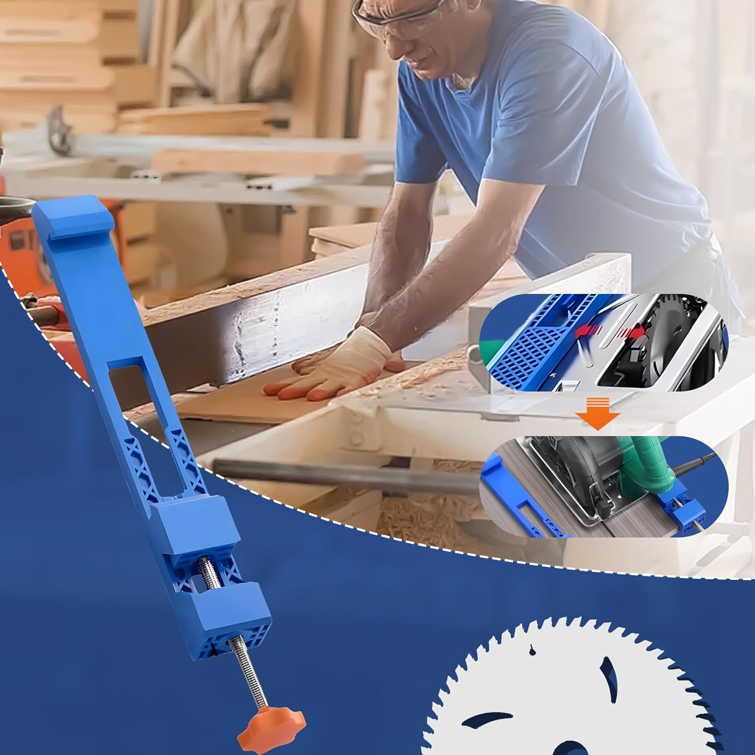 Adjustable Cutting Base Guide for Circular Saw, Saw Guide for Woodworking, Track Saw Accessories Can Lock 5.71 in to 8.19in for Woodworking Tools and Stone Cutting Projects - Image 7 thumbnail