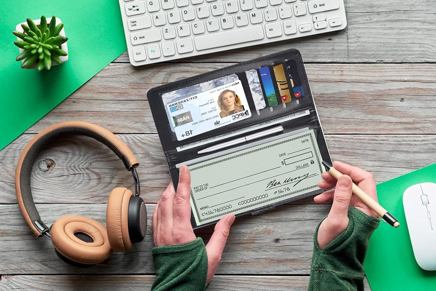 Caweet Leather Checkbook Cover for Men & Women Checkbook Wallet for Duplicate Checks Checkbook Holder with Elastic Band, Black : Clothing, Shoes & Jewelry